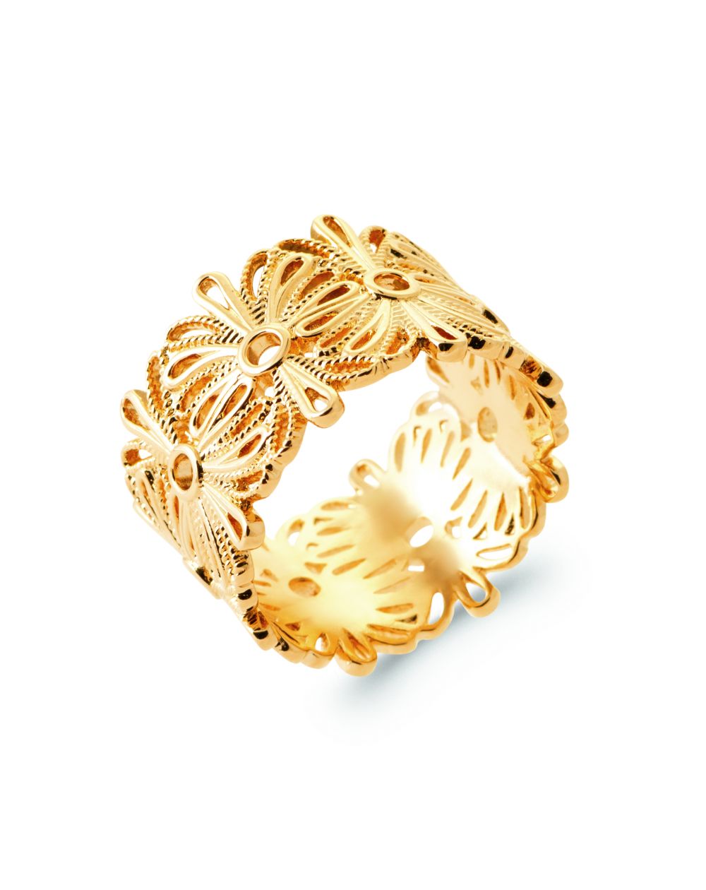 Bague motifs ajourés plaqué or