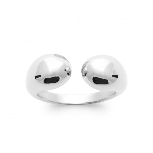 Bague ouverte extrémité bombée argent rhodié