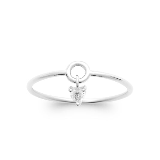 Bague petite pampille oz coeur argent