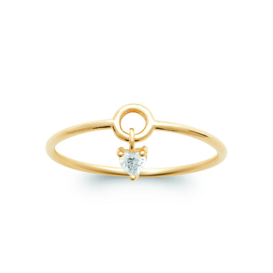 Bague petite pampille oz coeur plaqué or