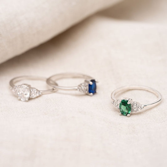 Bague solitaire oxyde blanc