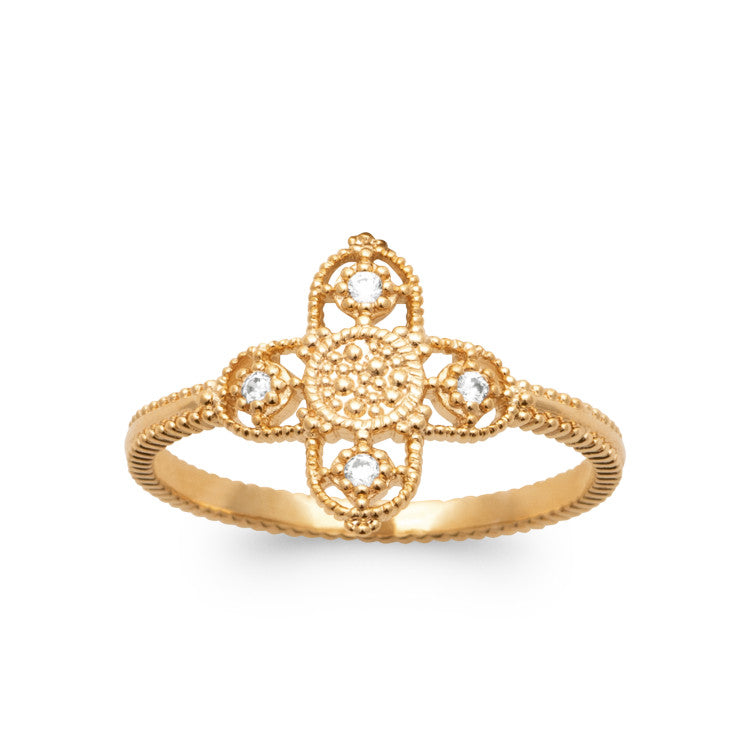 Bague croix symétrique plaqué or