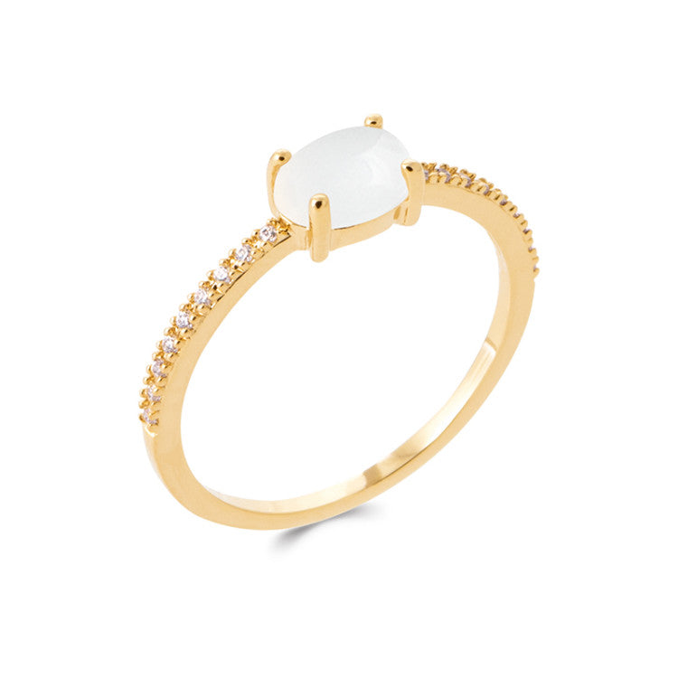 Bague solitaire pierre véritable bords OZ