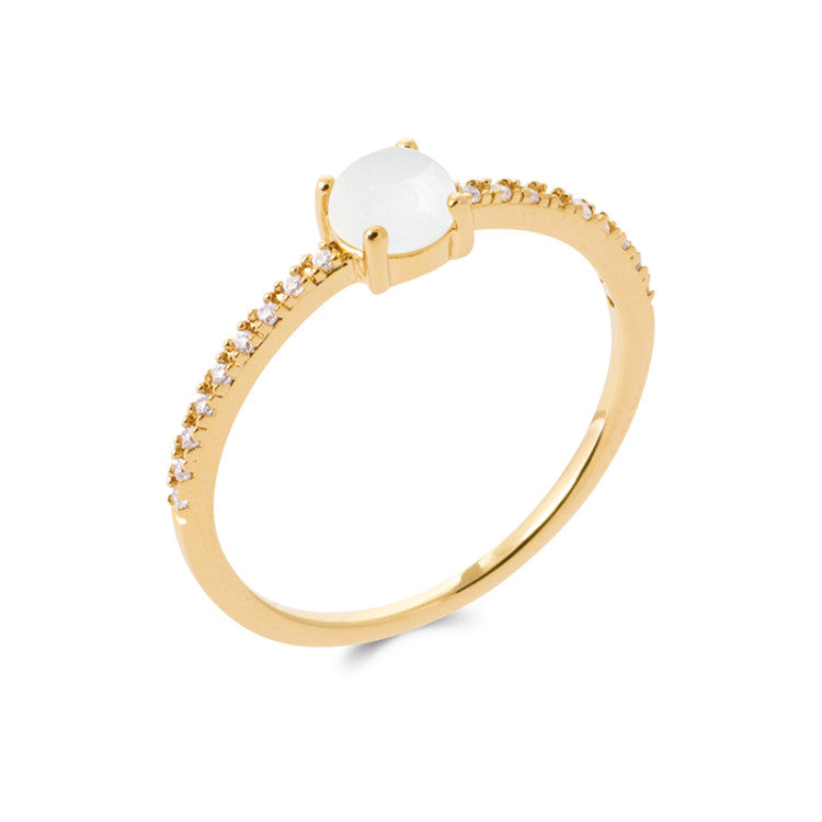 Bague solitaire pierre ronde véritable bords OZ