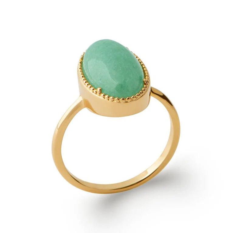 Bague Grosse Aventurine verte ovale