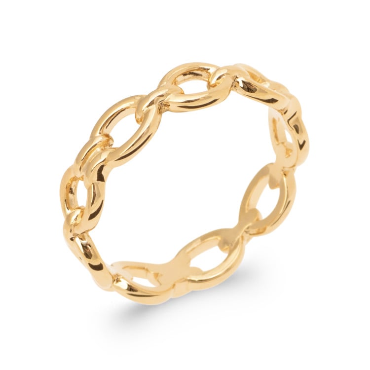Bague plaqué or style chaine