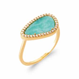 Bague amazonite sertie oxyde de zirconium