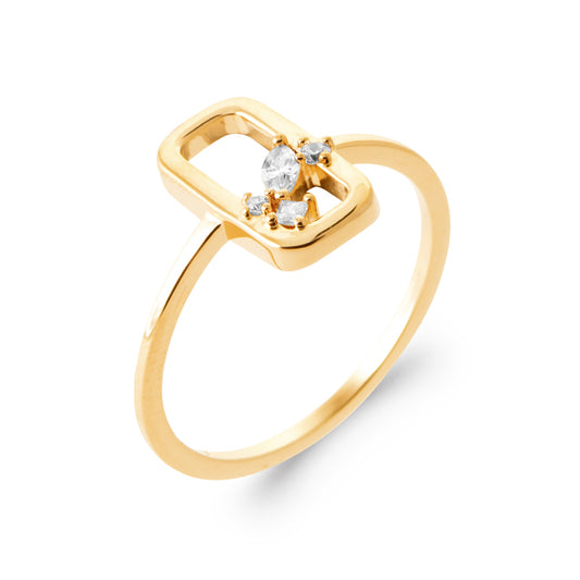 Bague rectangle ajouré et oz