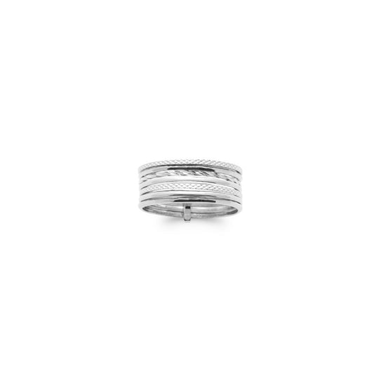 Bague semainier argent 925 rhodié Multi-anneaux motifs divers
