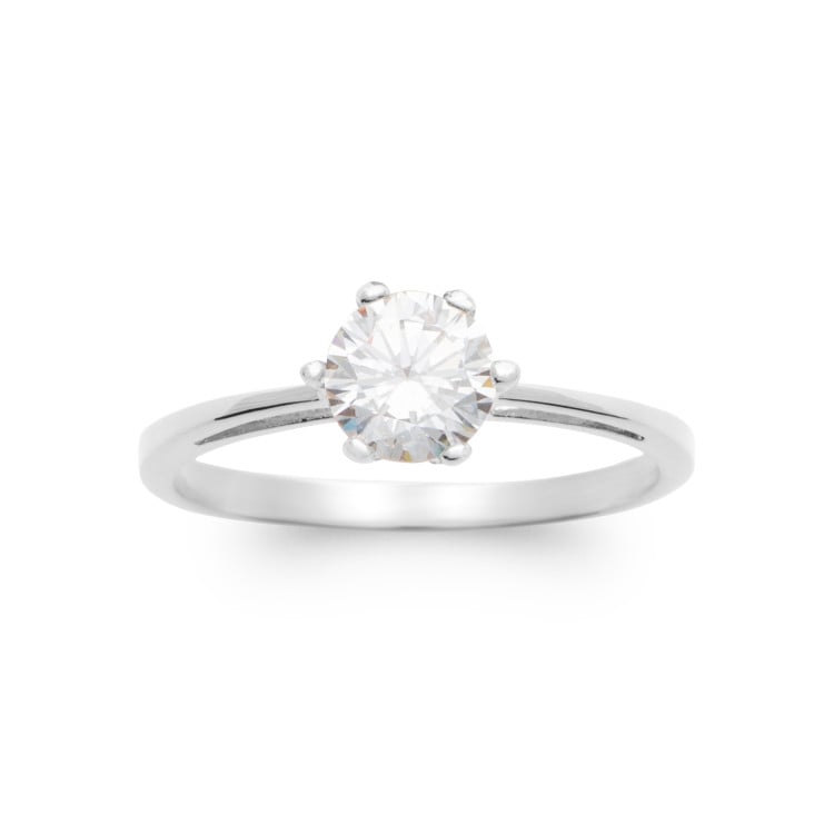 Bague Solitaire argent 925 et OZ 6mm