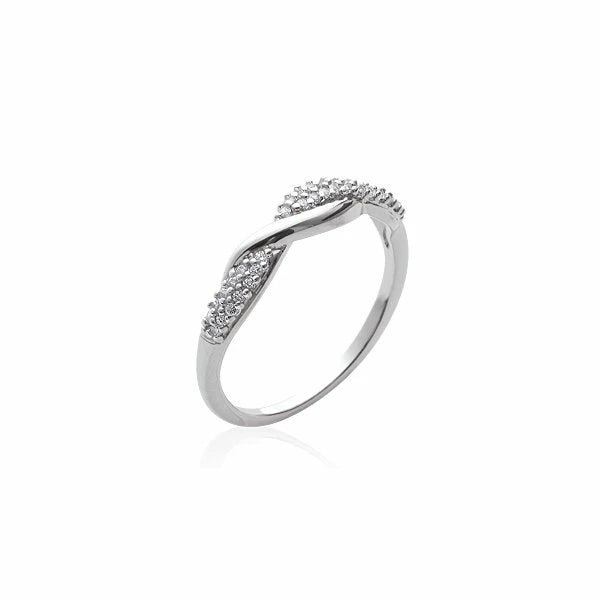 Bague tressée de zirconium en Argent 925 rhodié