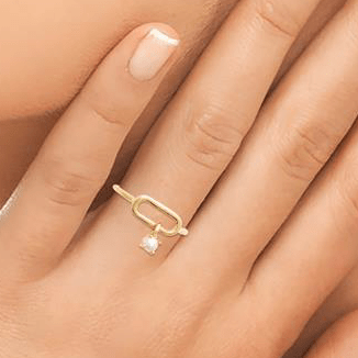 Bague avec perle de culture plaqué or 18 carats