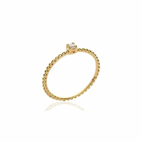 Bague minimaliste solitaire Plaqué or boules