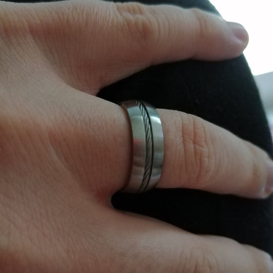 Bague homme acier et câble