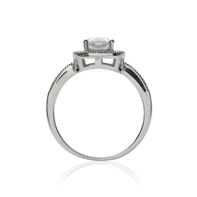 Bague en argent rhodié bords sertis d'oxydes de zirconium blancs