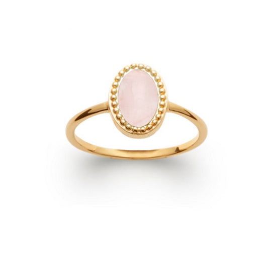 Bague surmontée d'un quartz rose