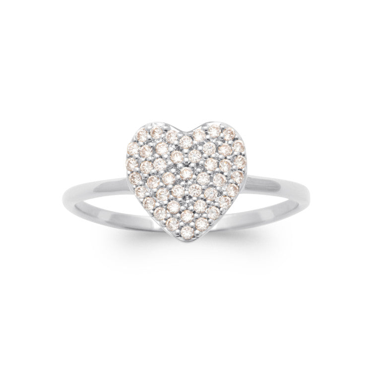 Bague coeur en argent incrusté d'oxydes de zirconium