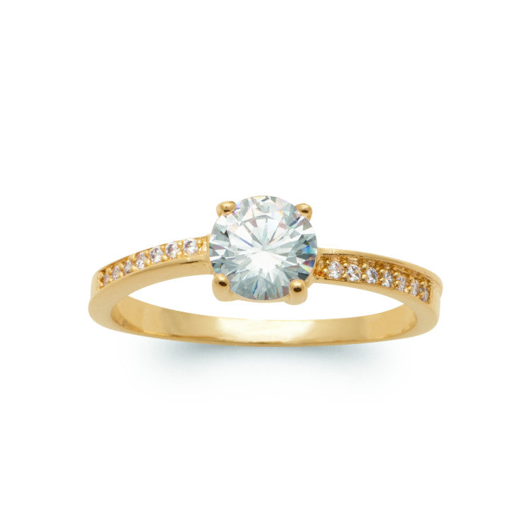 Bague solitaire bords OZ blanc Plaqué Or design