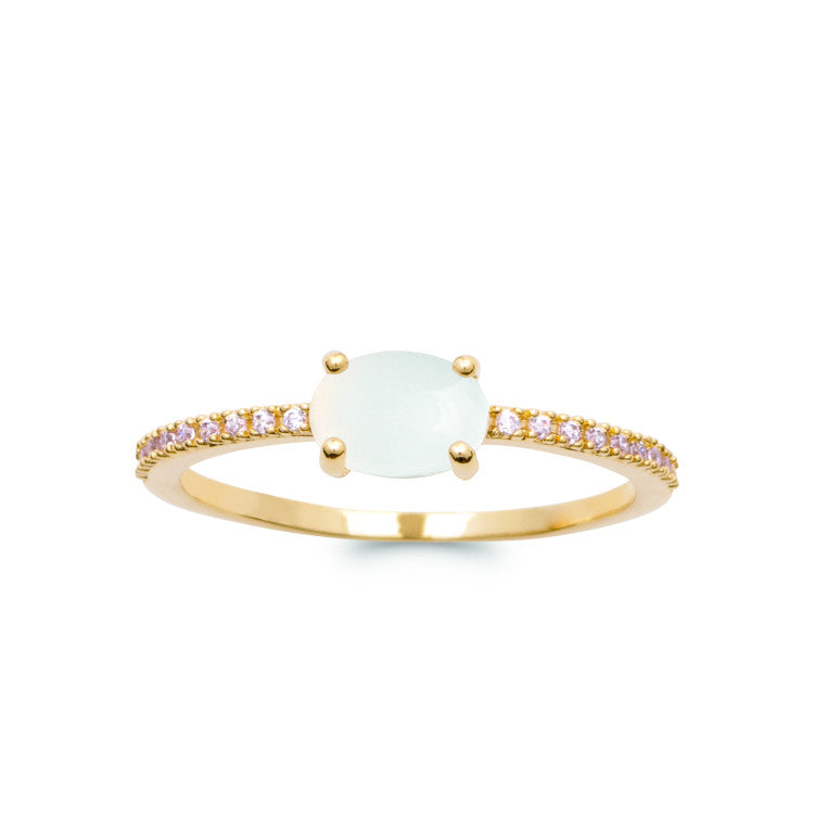 Bague solitaire pierre véritable bords OZ
