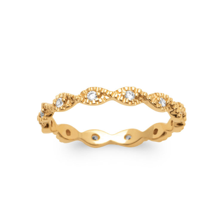 Bague fantaisie contour oxydes zirconium plaqué or