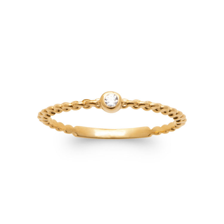 Bague Solitaire plaqué Or anneau fantaisie