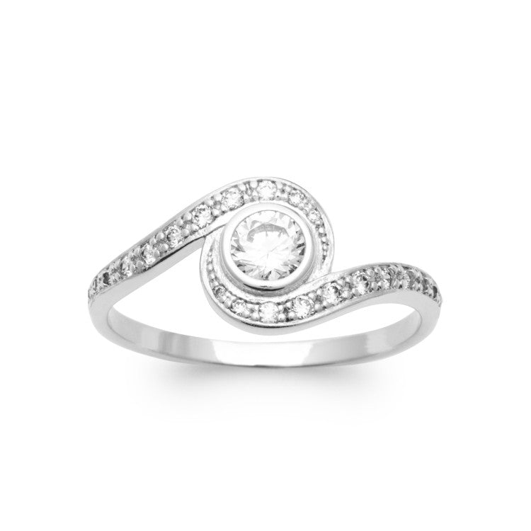 Bague Solitaire accompagné d'OZ argent 925 rhodié