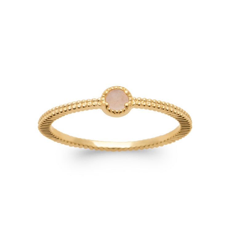 Bague Pierre Naturelle Quartz Rose en Plaqué Or 18K – Élégance et Finesse