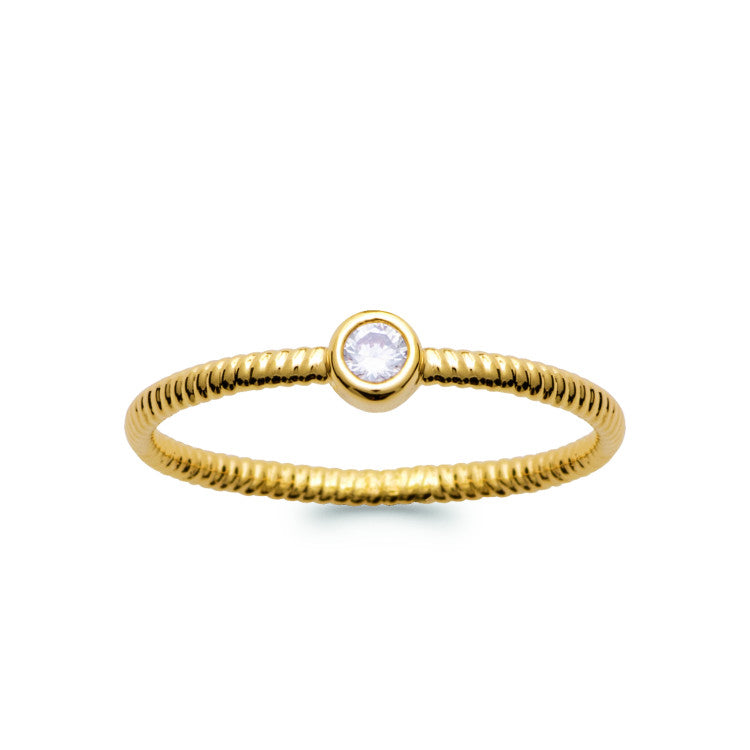 Bague solitaire OZ serti clos plaqué or