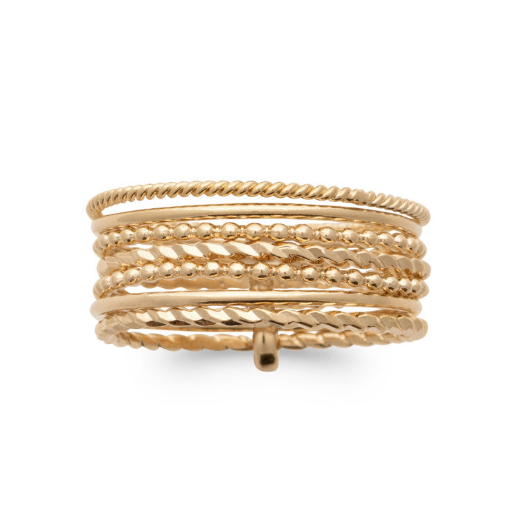 Bague semainier 7 anneaux plaqué or