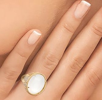 Bague pierre de lune ovale plaqué or OZ