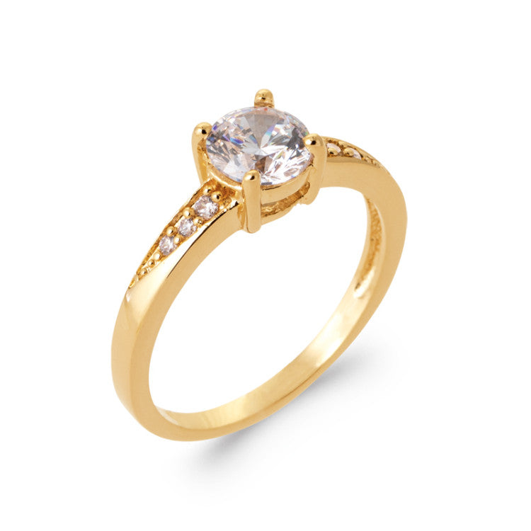 Bague solitaire bords design OZ blanc Plaqué Or