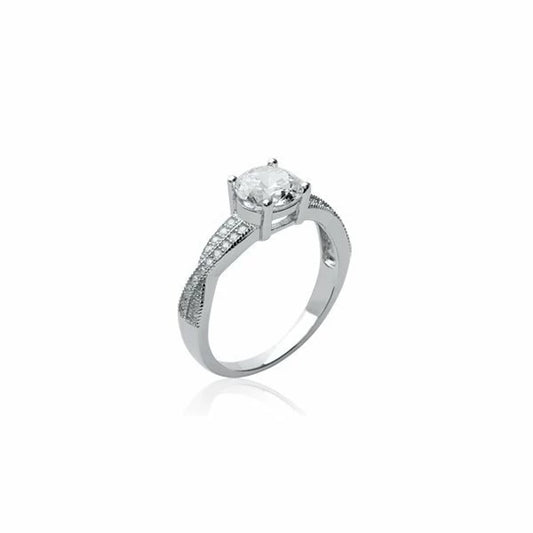 Bague femme solitaire tressée de zirconium en Argent 925 rhodié