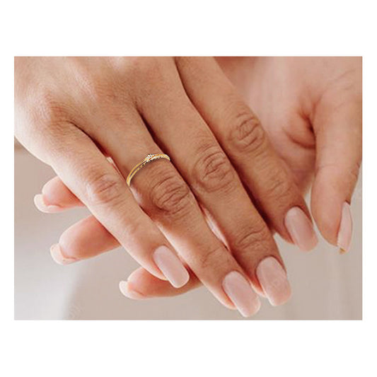 Bague double rangs en plaqué or surmontée d'un trèfle