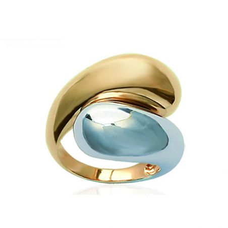 Grosse bague tendance bicolore plaqué-or