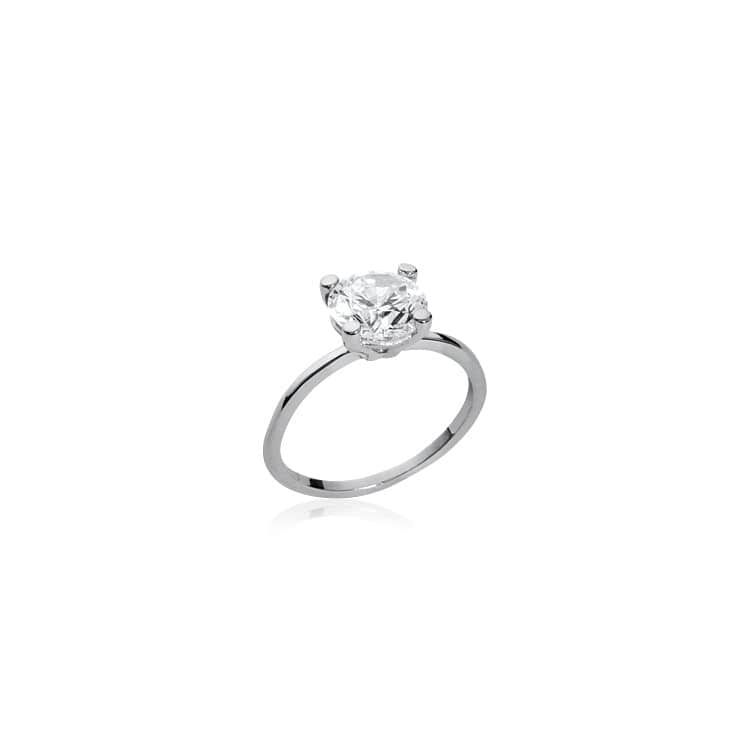 Bague solitaire 8mm en argent 925/000 rhodié OZ griffé
