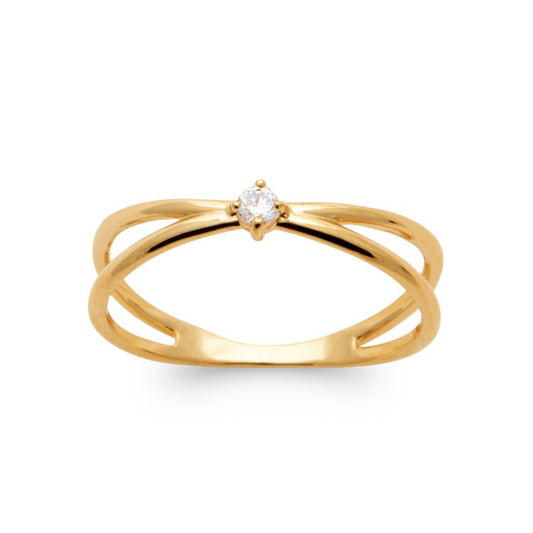 Bague solitaire en plaqué or 750/000 anneau double