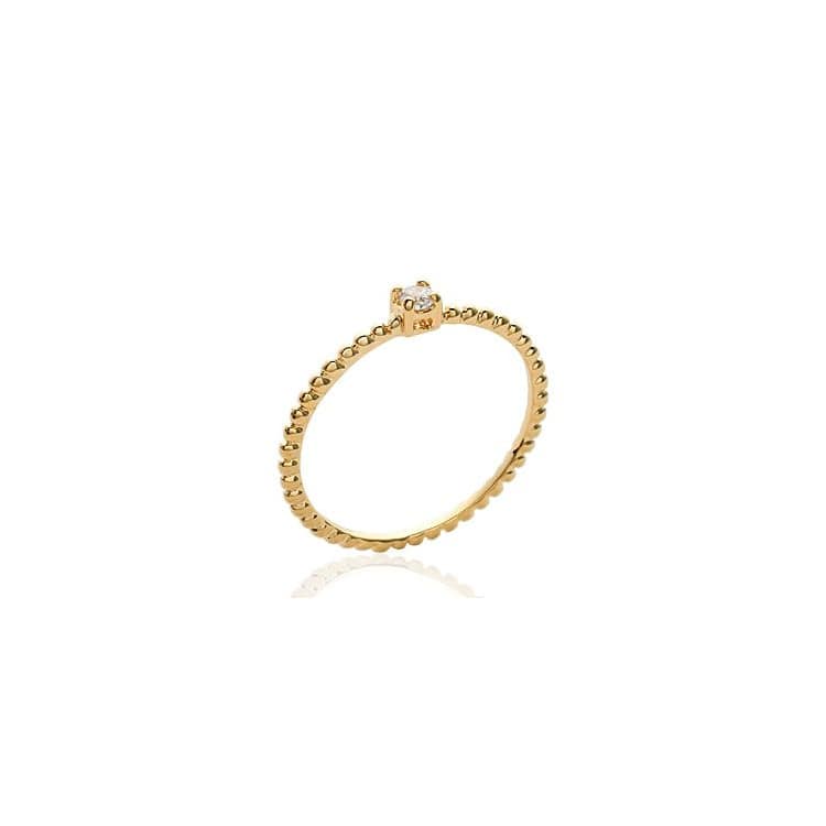 Bague minimaliste solitaire Plaqué or boules