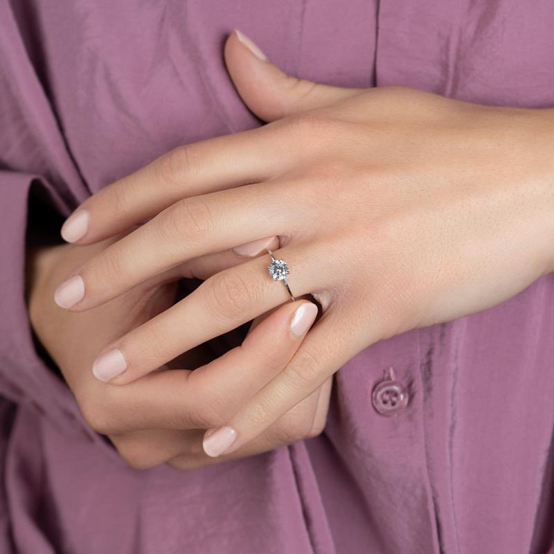 Bague solitaire 6mm en argent 925/000 rhodié OZ griffé