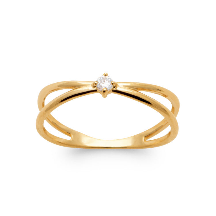 Solitaire plaqué Or anneau doublé