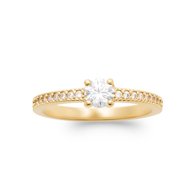 Bague solitaire contour OZ blanc Plaqué or