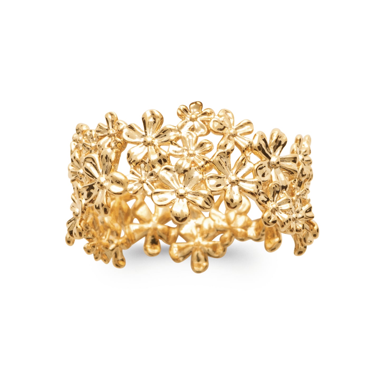 Bague Contour Fleur en Plaqué Or 18 Carats