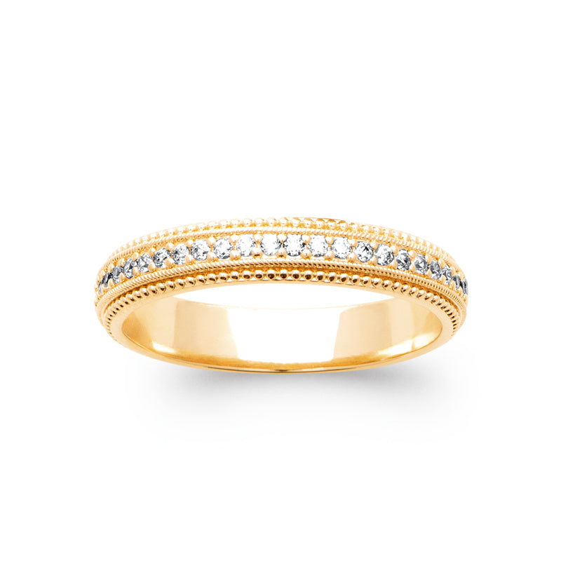 Alliance plaqué or fine avec pierres scintillantes – Bague élégante effet joaillerie