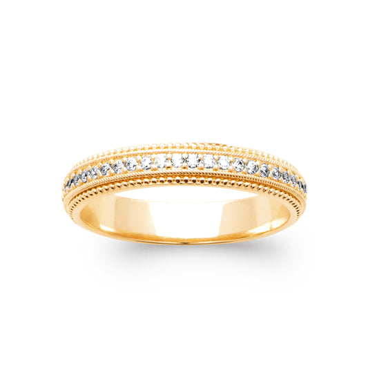 Alliance plaqué or fine avec pierres scintillantes – Bague élégante effet joaillerie