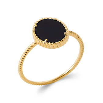 Bague agate noire contour torsadé