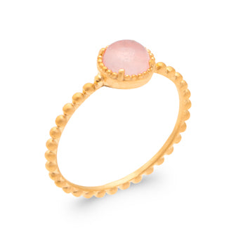 Bague quartz rose anneau billes
