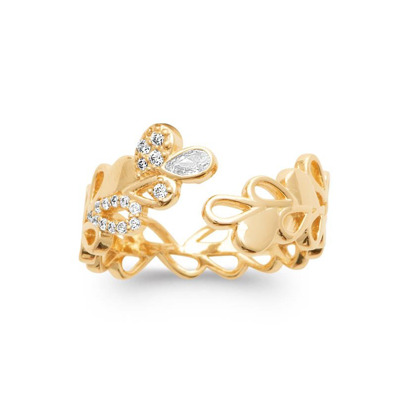 Bague Ouverte Design Floral
