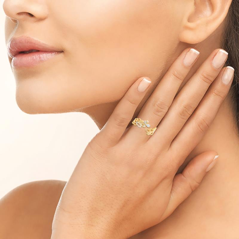 Bague Ouverte Design Floral