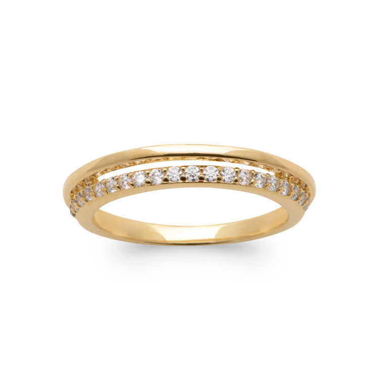 Bague Alliance Plaqué or surélevée oxyde de zirconium