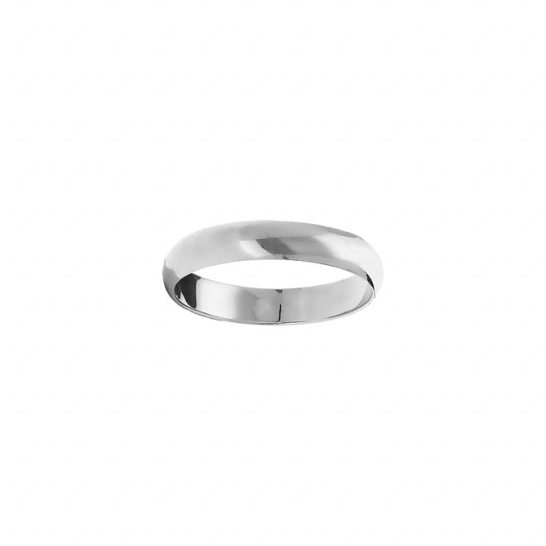 Alliance femme demi jonc argent rhodié 4mm gravée