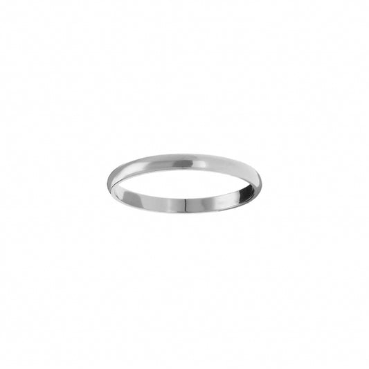 Alliance femme demi jonc argent rhodié 2mm